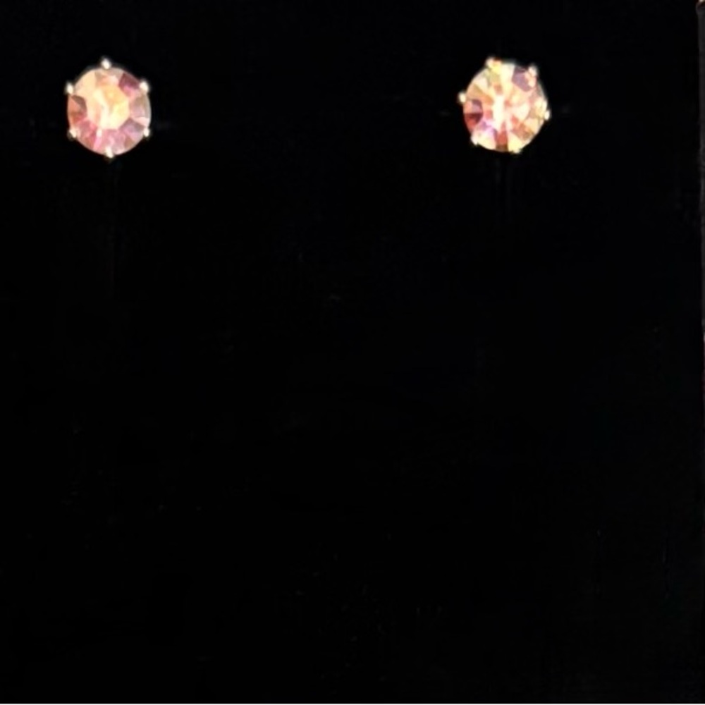 Elegant 1 carat holographic Swarovski crystals, with sterling silver overlay